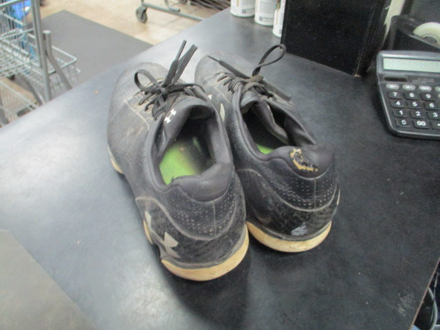 Load image into Gallery viewer, Used Under Amour Cleats in black size 11 wear to bottom spikes
