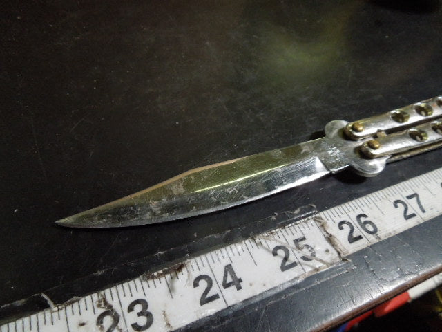 Load image into Gallery viewer, Used Stainless Steel Authentic Balisong 10" Butterfly Knife Warning Sharp Edge
