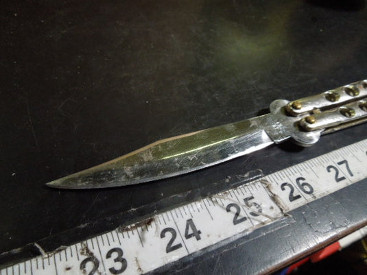 Used Stainless Steel Authentic Balisong 10" Butterfly Knife Warning Sharp Edge