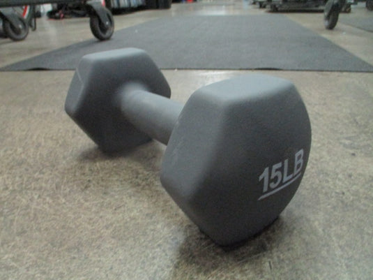 Used 15lb Grey Neoprene Dumbbell