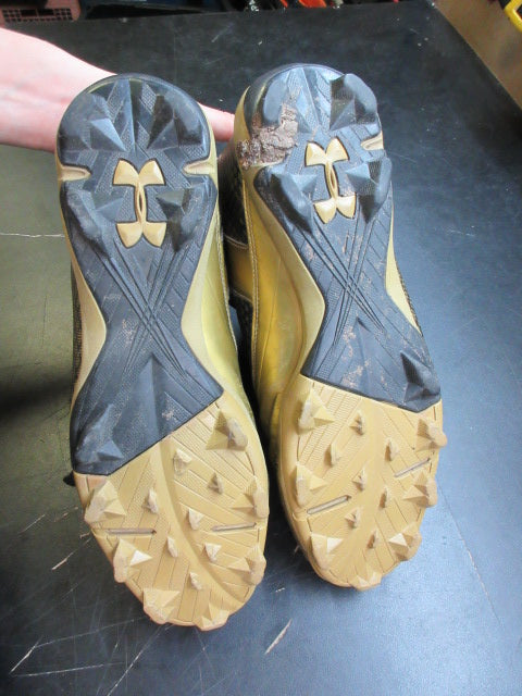 Used Under Armour Harper RM Black Metallic Gold Football Cleats - Size 10.5