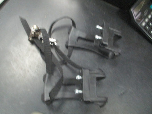 Used Black Bike Pedal Toe Clips and Straps set of 2