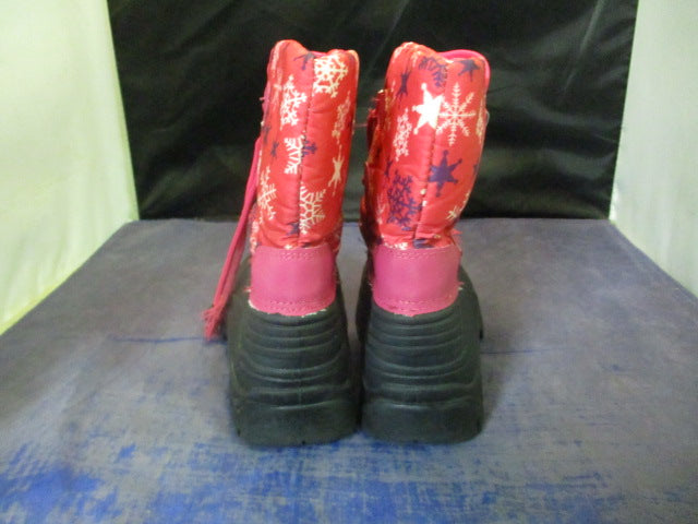 Load image into Gallery viewer, Used Pink Snowflake Snow Boots Youth Size 1 - small wear
