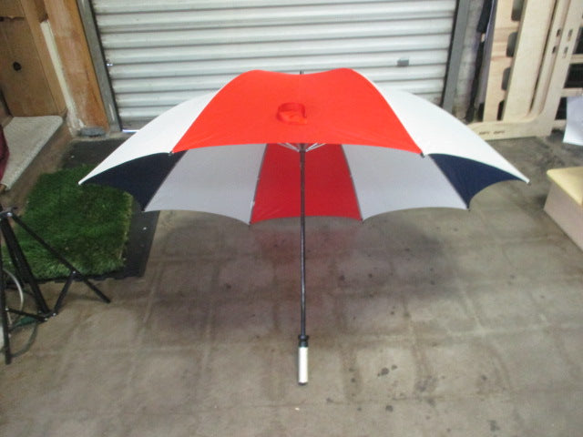 Load image into Gallery viewer, Used Red, White, Blue Golf Umbrella w/ Fiberglass Shaft
