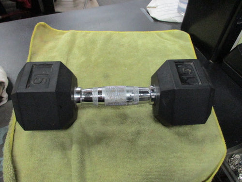 Used Rubber Hex 15 LB Dumbbell