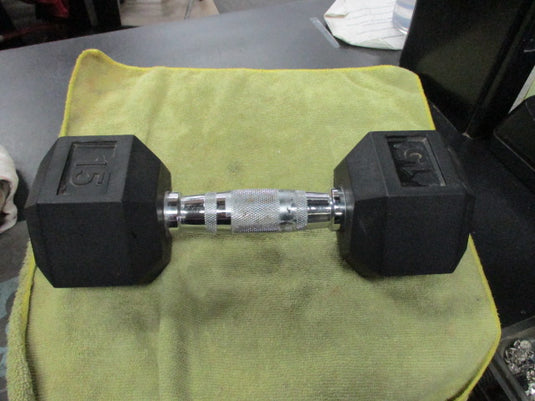 Used Rubber Hex 15 LB Dumbbell