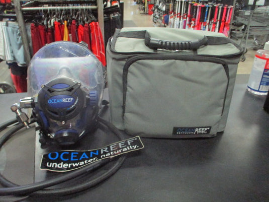 Used Ocean Reef G. Divers IDM Mask in Cobalt with Bag and Extra HP Cables