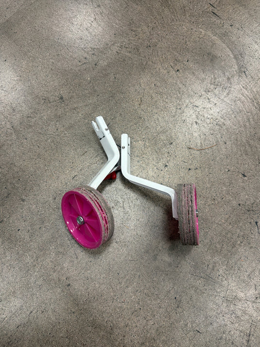 Used Pink/White Bike Training Wheels
