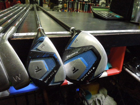 Used Top Flite 7pc Left Hand Ti Matrix Golf Club Set 6-9i, Wedge, 5h, 3w