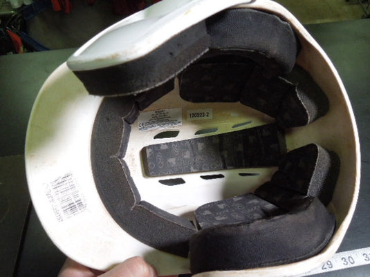 Used Rawlings Rev Jr. White Batting Helmet With Jaw Guard Size 6 3/8 - 7 1/4