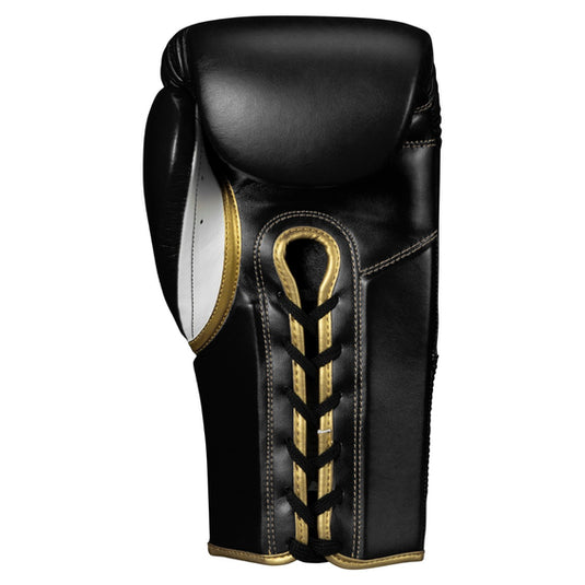 New Title Boxeo Mexican Leather Lace Training Gloves Quatro - 18 oz Black