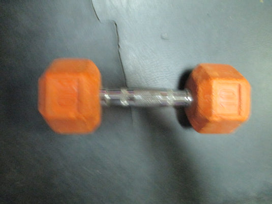 Used 10lb Rubber Hex Dumbbell Orange