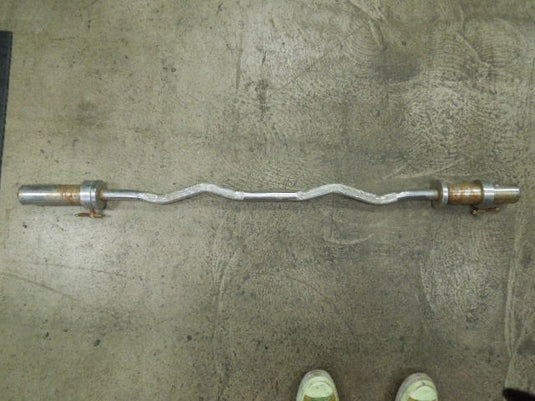 Used Olympic Ez Curl Bar with Screw in Locks Heavy Rust