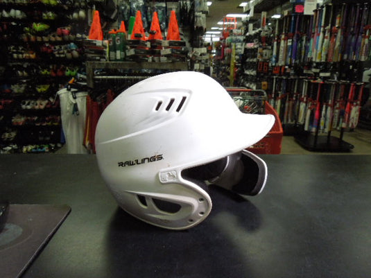 Used Rawlings Rev Jr. White Batting Helmet With Jaw Guard Size 6 3/8 - 7 1/4