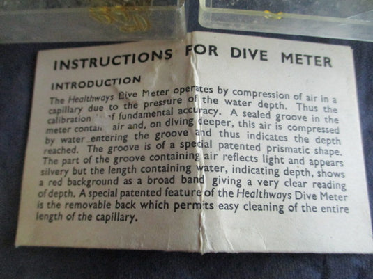 Used Vintage 1965 Healthways Dive Meter Watch