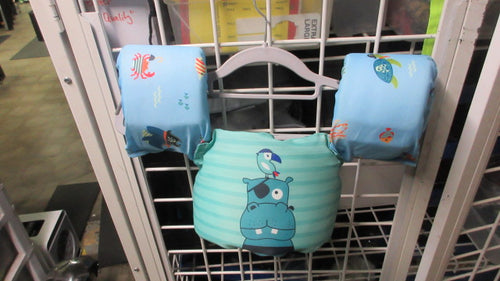 Used Hippo Pirate Light Blue Toddler Arm Floaties Life Jacket Size Toddler