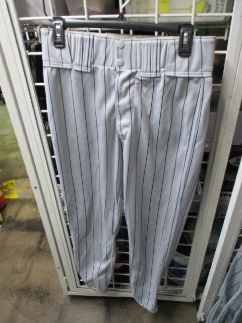 Used Rawlings Blue Striped Grey Elastic Bottom Pants Adult Size 32 - 29