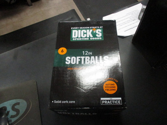 Used Dicks Sporting Goods 12" Softballs 6 pack -NIB