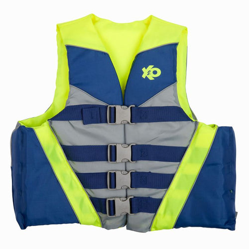 New 2XO Action 4 Buckle Life Vest Adult Size S/M - Navy / Yellow