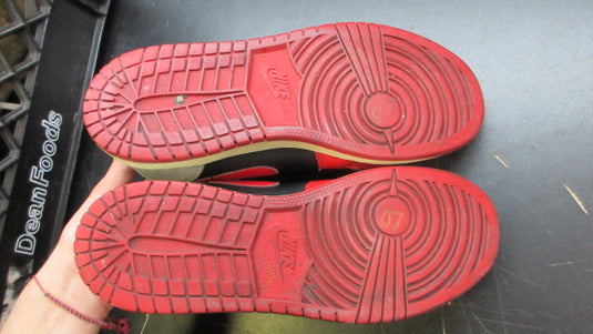 Used Nike Air Jordan 1 Mid Fire Red Cement Shoes - Size Youth 7
