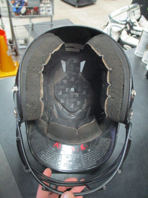 Used Rawlings Batting Helmet In Black With Face Mask Size 6 1/2 - 7 1/2