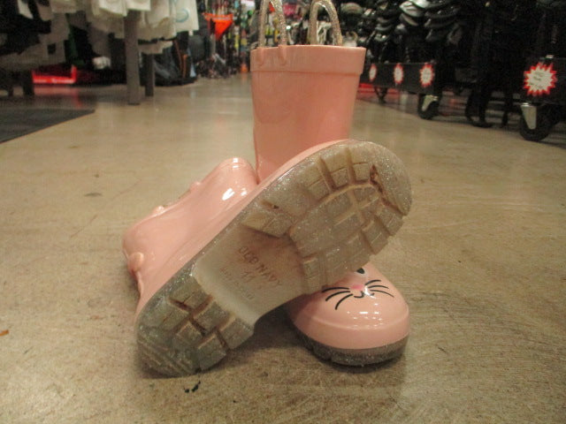 Load image into Gallery viewer, Used Old Navy Pink Cat Rain Boots Size 11Y
