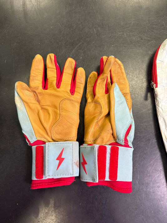 Used Bruce Bolt Harrison Bader Series Long Cuff  Youth Batting Gloves YL