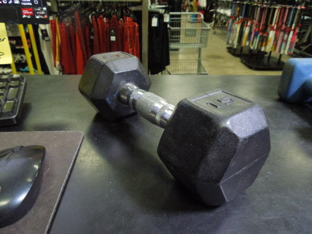 Load image into Gallery viewer, Used 15 lb Rubber Hex Dumbbell
