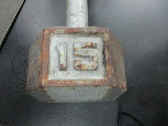 Used 15Lb Hex Cast Iron Dumbbell