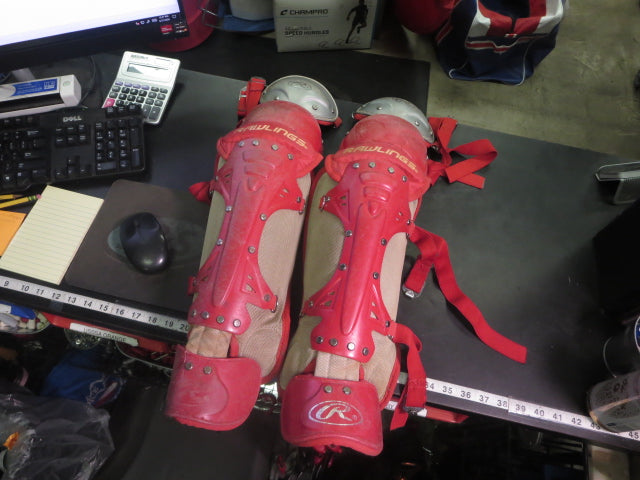 Load image into Gallery viewer, Used Rawlings Rev A Jr Catcher Shin Guards 16"
