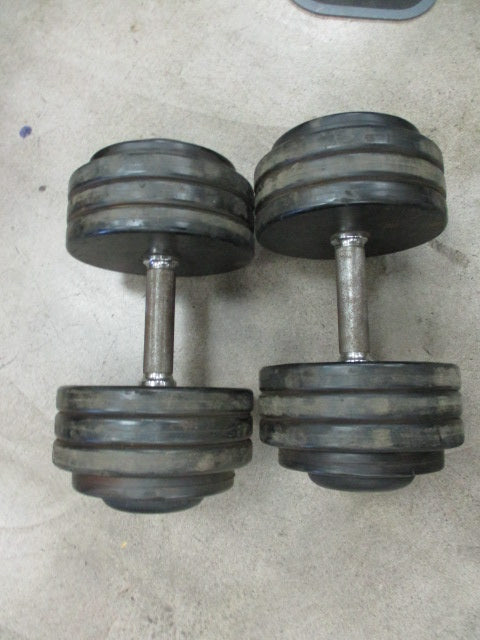 Used Intek 75 Lb Rubber Dumbbell - PAIR