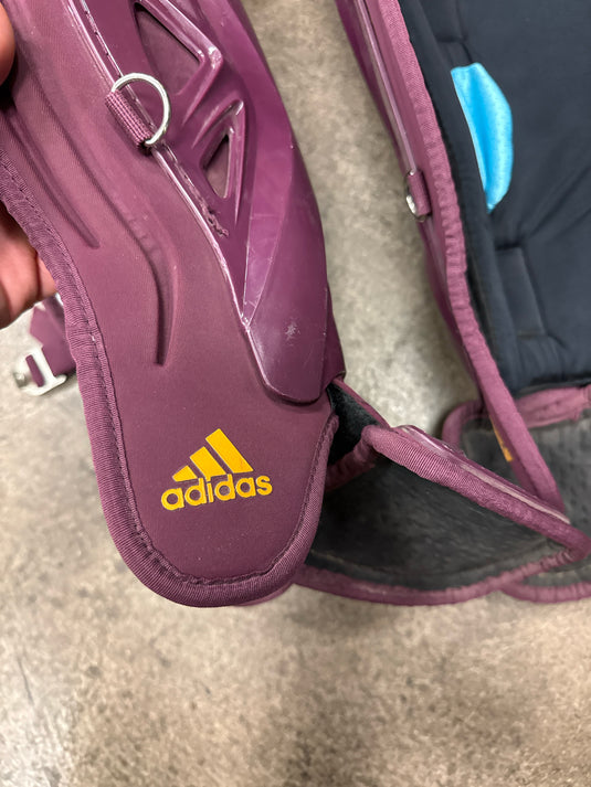 Used Adidas Pro Series Maroon and Gold 17 " Catcher Leg Guards