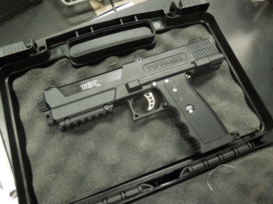 Used Tippmann TPX Tru-Feed .68 Cal Paintball Pistol 2 Magazines and Case