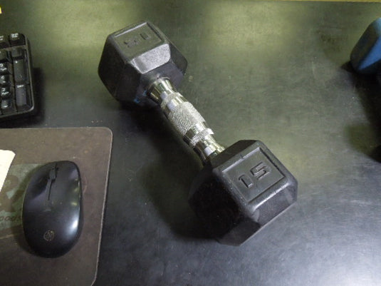 Used 15 lb Rubber Hex Dumbbell