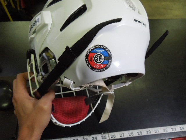 Load image into Gallery viewer, Used Bauer Re-Akt White Hockey Helmet Size Large w/ Mask
