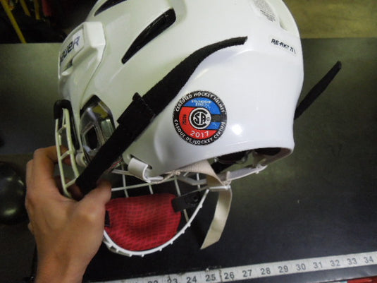 Used Bauer Re-Akt White Hockey Helmet Size Large w/ Mask