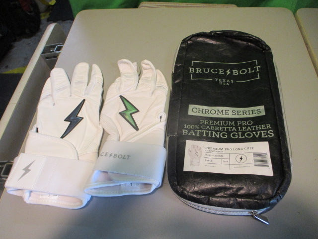 Load image into Gallery viewer, Bruce Bolt Premium Pro Chrome Series Long Cuff Batting Gloves - Medium
