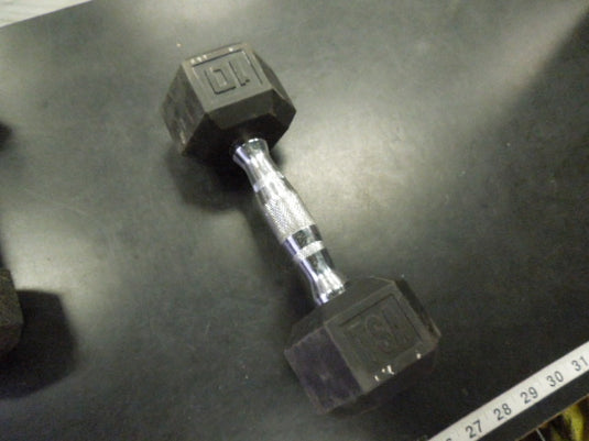 Used TSA 10 lb Rubber End Cast Iron Hex Dumbbell