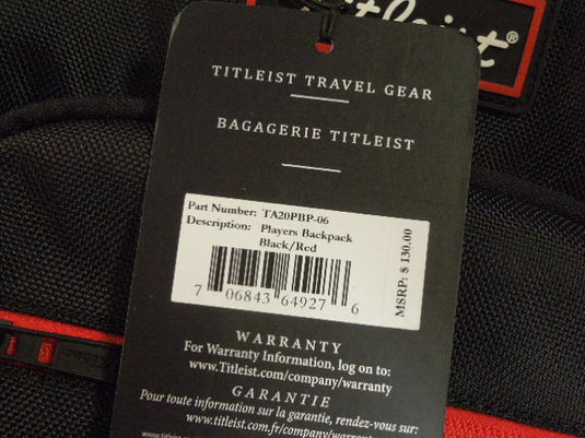 Like New Titleist FTK Sponsored Travel Gear Players Backpack