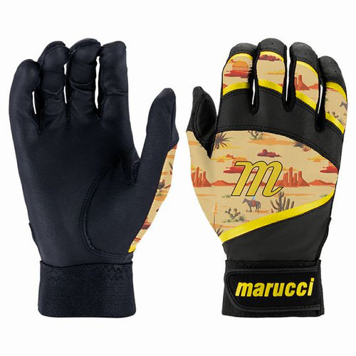 New Marucci Foxtrot T-Ball Batting Glove Black/Yellow Size Yth Medium/Large