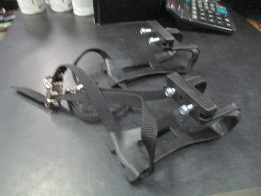 Used Black Bike Pedal Toe Clips and Straps set of 2