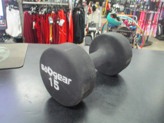 Used SA Gear 15lb Black Neoprene Dumbbell