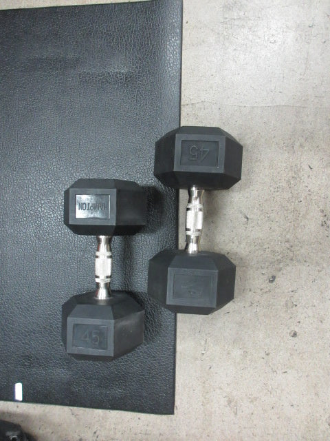 Load image into Gallery viewer, Used Hampton 45 LB Rubber Hex Dumbbell - Pair
