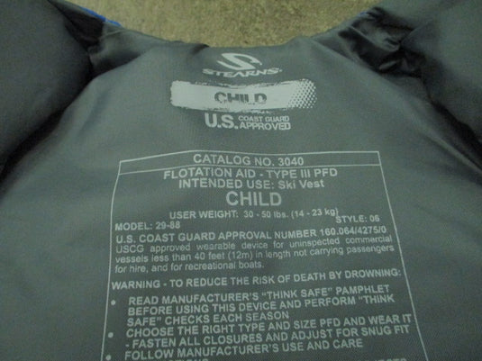 Used Stearns Child Life Vest Size 30-50lbs