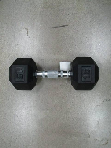 New Rising Sports 15lb Rubber Dumbbell