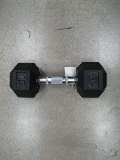 New Rising Sports 15lb Rubber Dumbbell