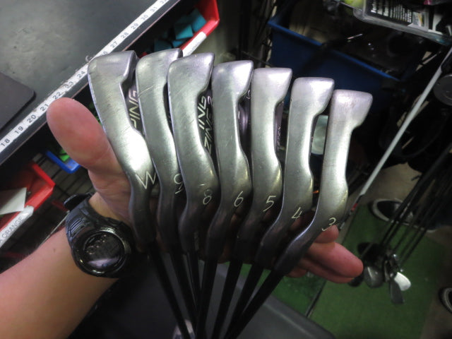 Load image into Gallery viewer, Used PING Zing 2 Black Dot 7pc Left Hand Iron Set 3-9i and W (No 7 Iron)
