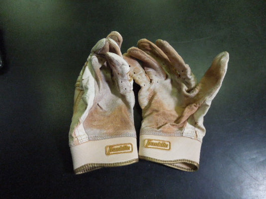 Used Franklin White Powerstrap Batting Gloves Size Adult XL