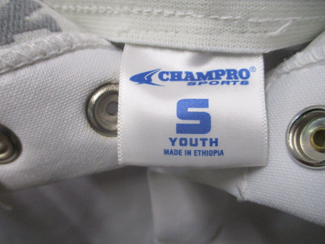 Load image into Gallery viewer, Used Champro Open Bottom Baseball Pants White w/ Navy Piping Size Youth Small
