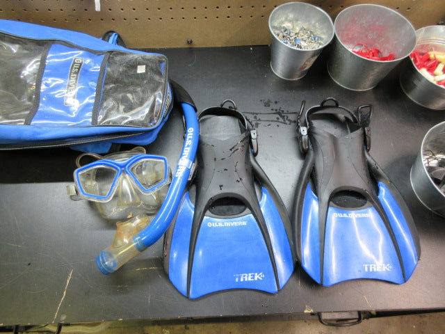 Load image into Gallery viewer, Used U.S Divers Trek Admiral LX Snorkel Set - Size Small 4-7
